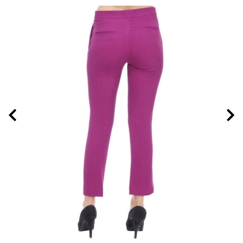 ETRO Luxury Italian Career Cotton Stretch Ankle Trousers Magenta NWOT EU 42/Sm - Picture 3 of 8